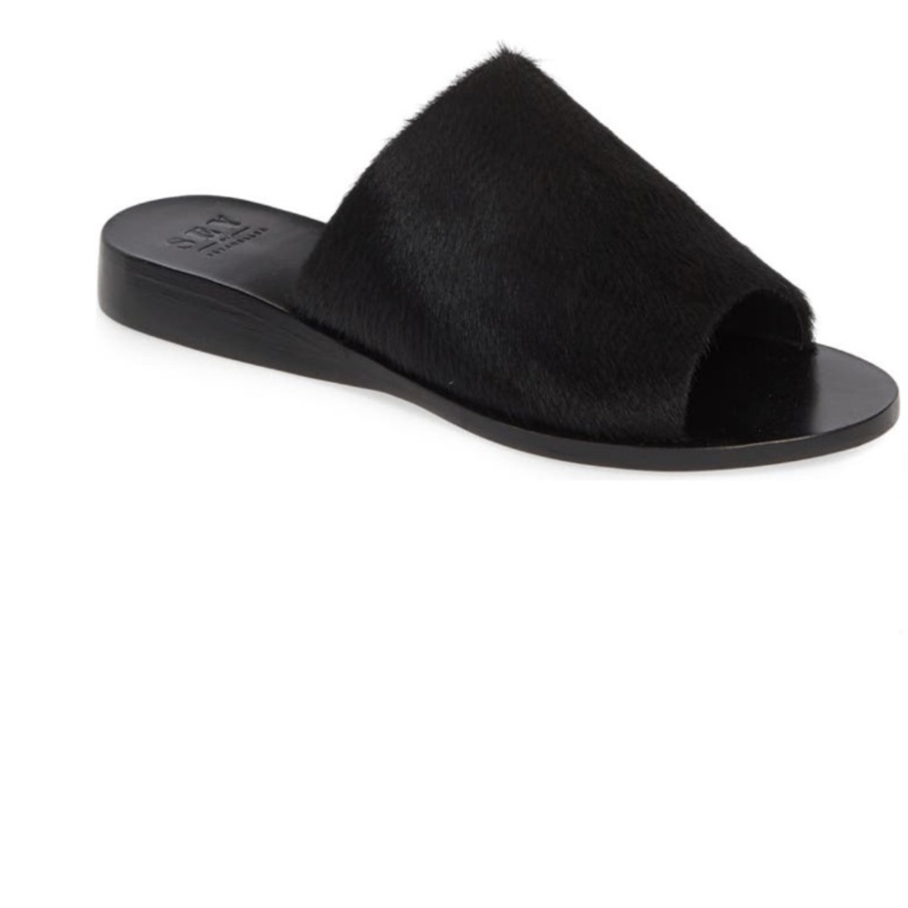 NWB SEYCHELLES Stanza Genuine Calf Hair Slide Sandal Size 6